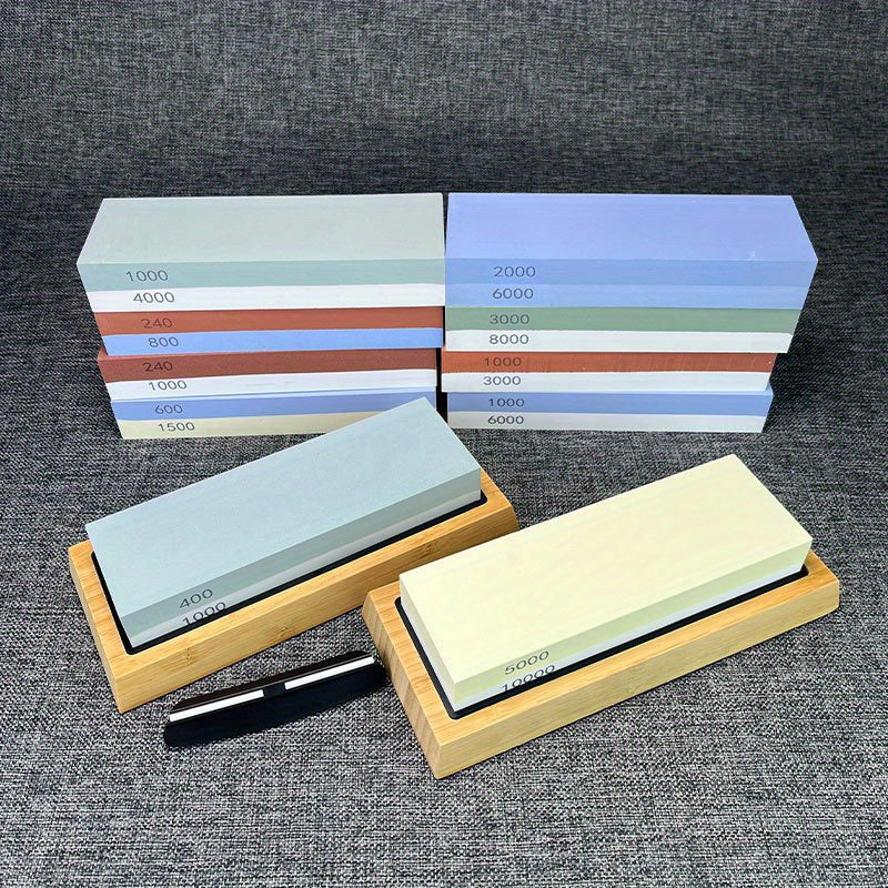 Kitchen Knife Sharpener Dual-Grit Stone Non-Slip Handle