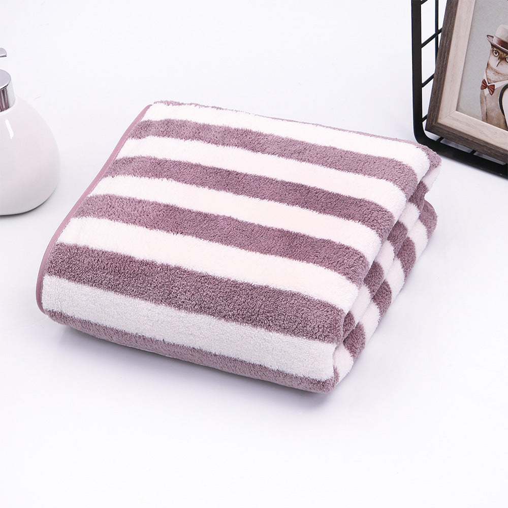Microfiber Bath Towel Absorbent Quick-Dry with Colorful Stripes