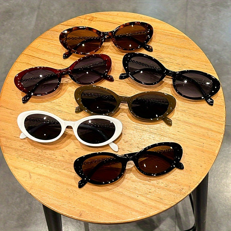 Women's Cat Eye Glasses Small Frame Metal Hollow Arms Anti-Reflective Lenses for Beach and Party