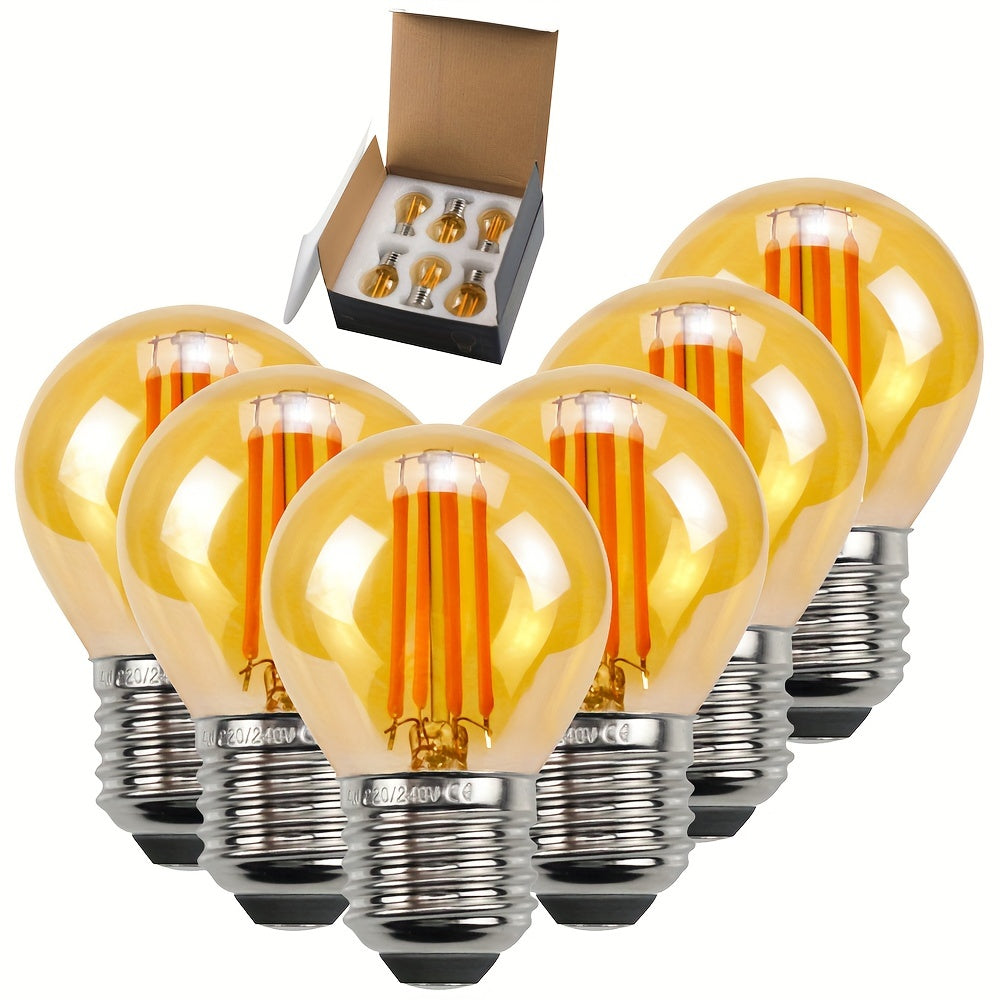 6pcs Edison Style Amber Vintage G45 LED Bulbs 220V 4W 6W Warm White