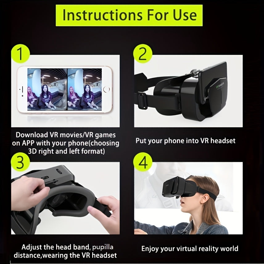 3D VR Headset for iPhone and Android Phones with Controllers and Binocular Lenses