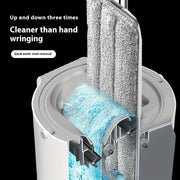 O'z-o'zidan siqiladigan tekis mopu to'plami, zanglamaydigan po'latdan yasalgan tutqich va chelak - Qo'llar bilan ishlatmasdan, quruq va nam mop dizayni bilan yashash xonangizni oson tozalang, qo'llaringizni ishlatmasdan siqish oson.