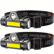 Multi-Functional LED Headlamp with COB Light USB Rechargeable Waterproof Non-Waterproof