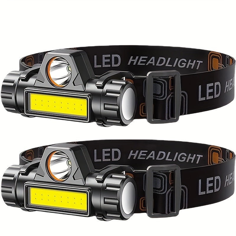 Multi-Functional LED Headlamp with COB Light USB Rechargeable Waterproof Non-Waterproof