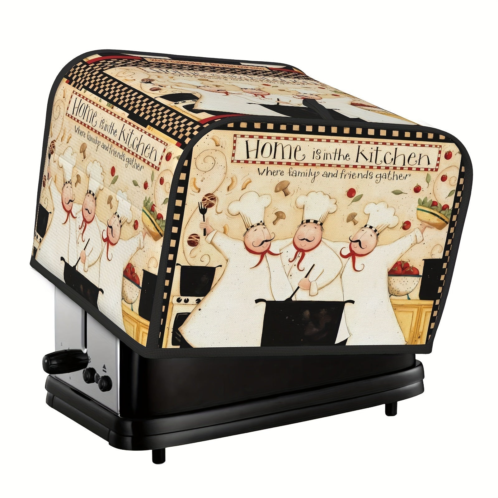 Винтажный чехол для тостера в стиле фермерского дома с забавной темой толстого шеф-повара - моющийся и пылезащитный чехол для стандартного тостера на 2/4 тоста с верхним крючком - 1 штука