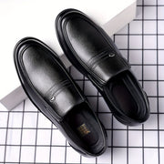 Men's Black Slip-On Loafers with Rubber Sole and Round Toe for Casual Wear