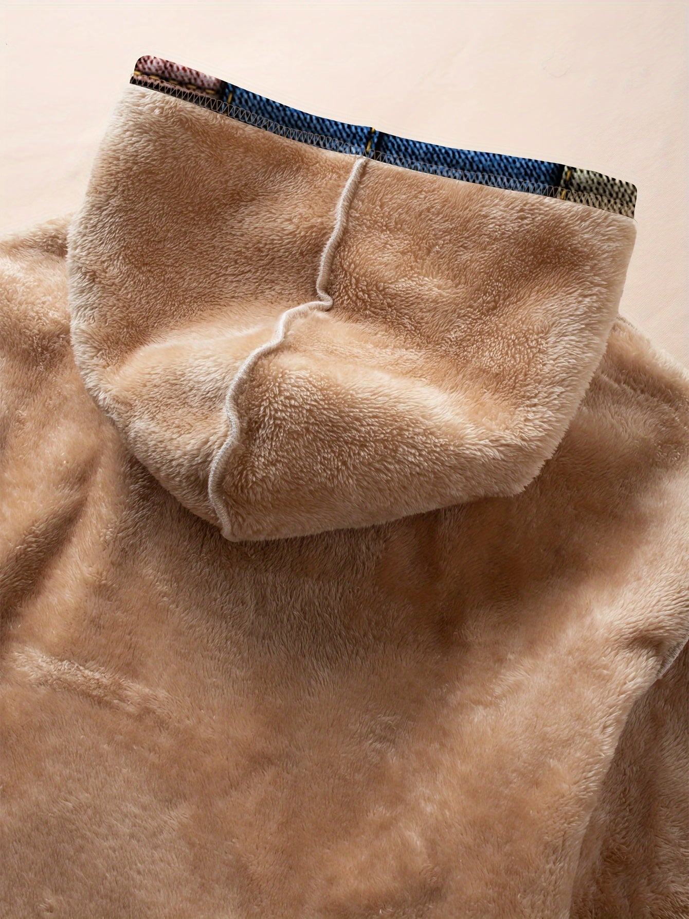 Plus Size Women's Denim-Style Hoodie with Faux Denim Pattern Autumn Winter Long Sleeve