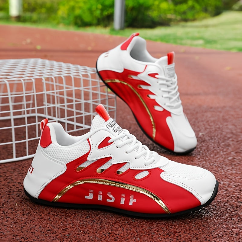 Men's Low Top Casual Sneakers with Lace-Up PU Upper Fabric Lining TPU Sole