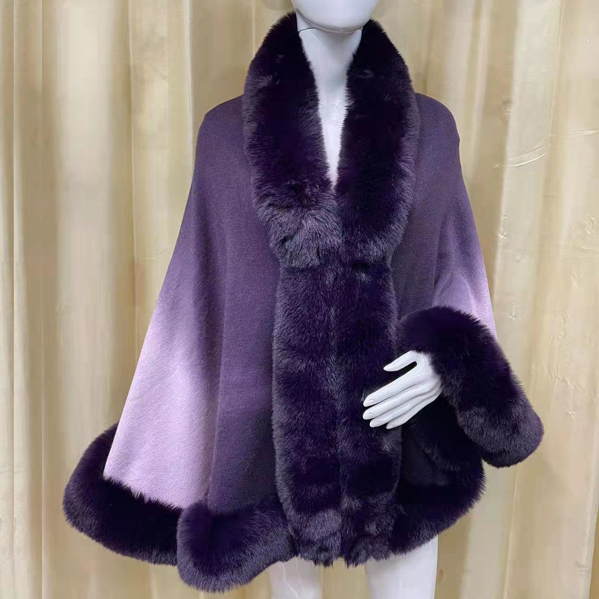 Winter Shawl Wrap Imitation Rabbit Fur Cashmere Lining 65x165cm Warm