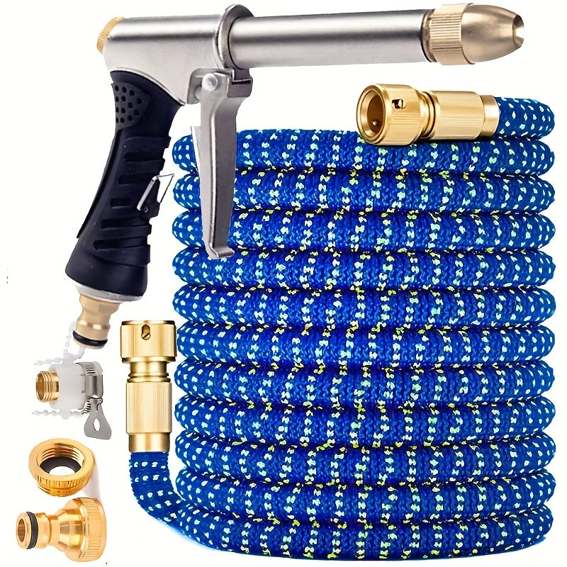High-Pressure Metal Car Wash Water Gun Kit with Adjustable Nozzle and Rubber Hose for Garden and Outdoor Cleaning