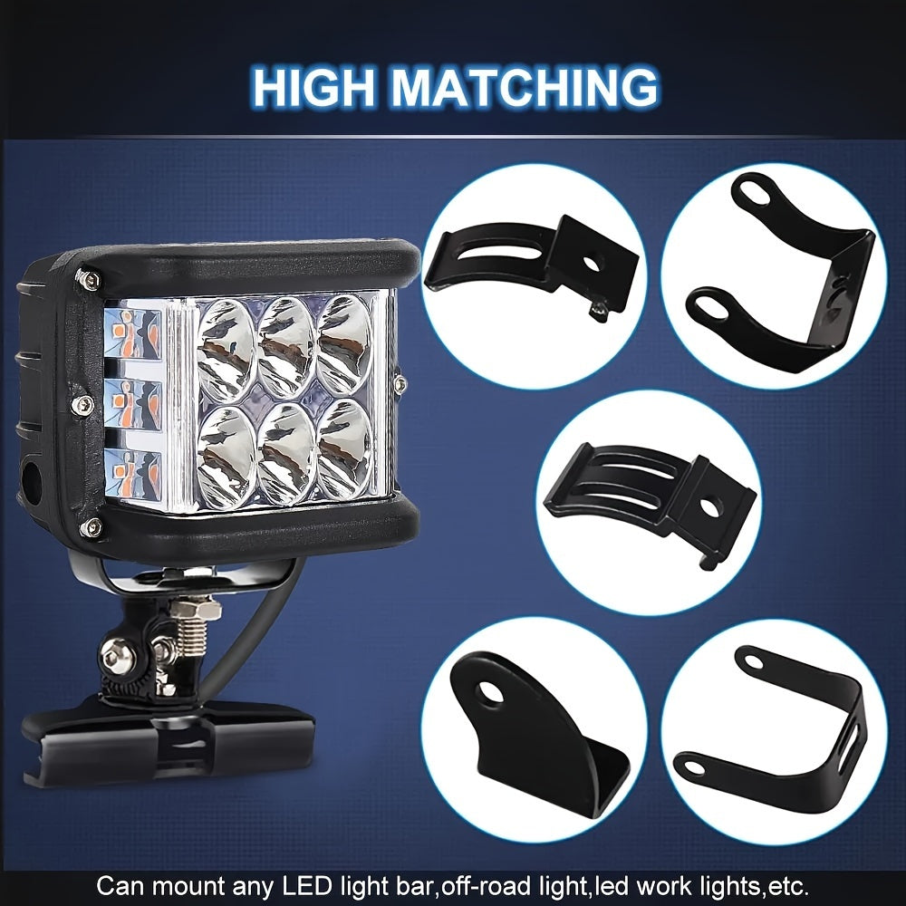 LED Work Light Mount Bracket Black/Silvery for Off Road SUV ATV Iron