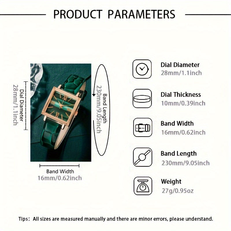 5 ta ayollar uchun vintage kvadrat kvarts soatlari va zargarlik buyumlari moda aksessuarlar to'plami