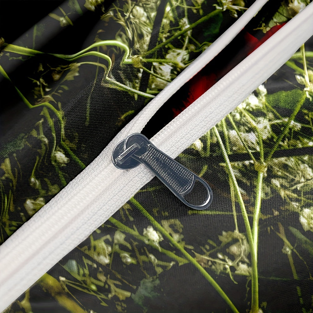 Imitation Rose Print Duvet Cover Set with Pillowcases for Bedroom or Guest Room