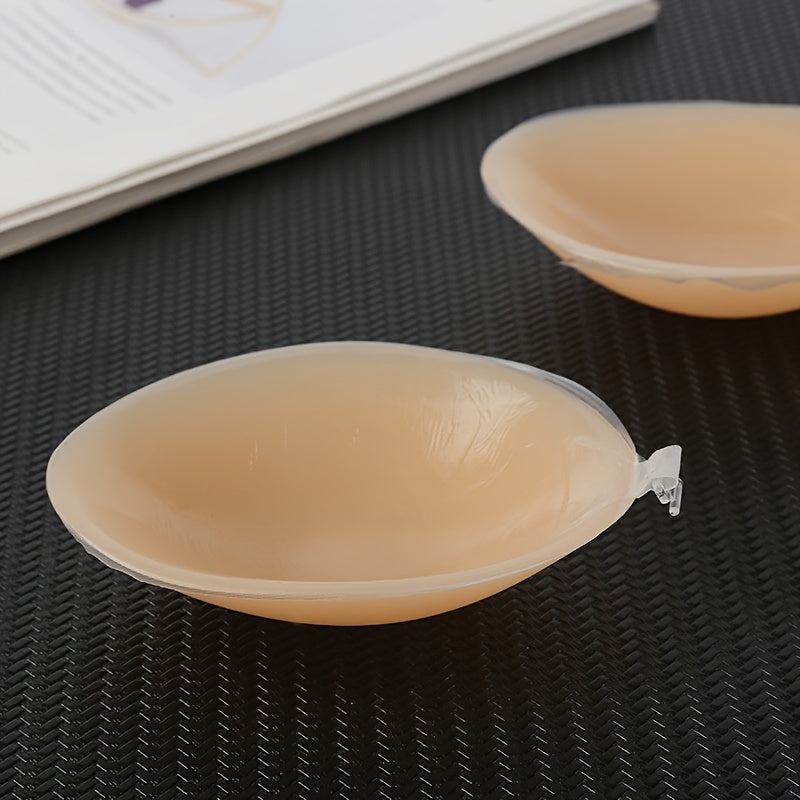Silicone Strapless Invisible Bra with Self-Adhesive Backless Push-Up Nipple Covers for Women