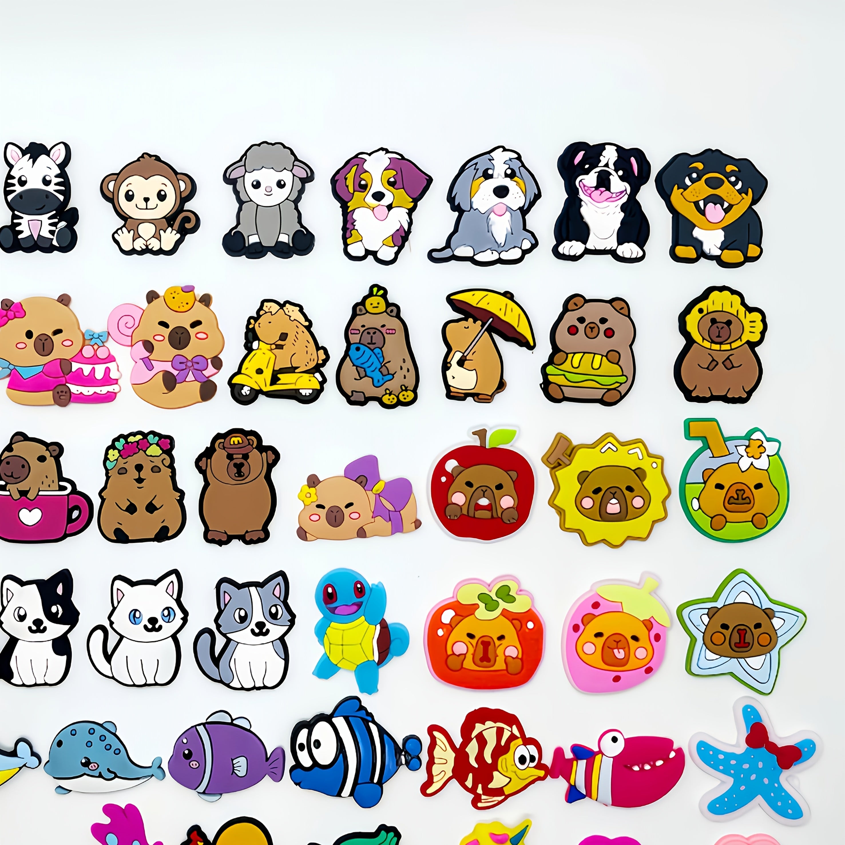 60pcs Animal PVC Charms for Phone Cases and Accessories Random Cat Dog Dino Toys