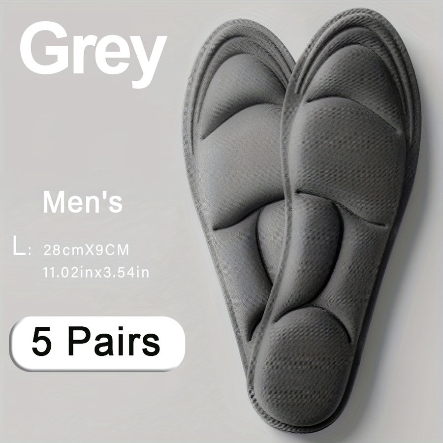 Unisex 5D Memory Foam Shoe Insoles, Breathable, Wear-Resistant, Adjustable