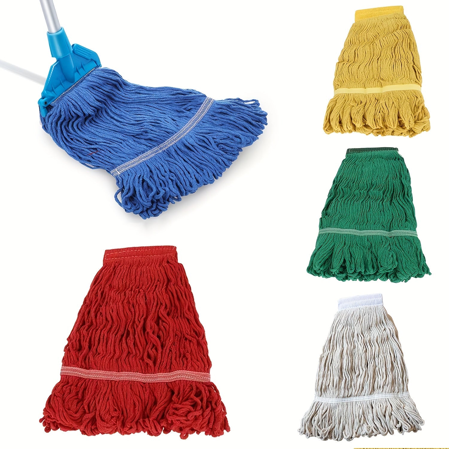 5 Pack Heavy Duty Cotton Blend Mop Replacement Heads for Commercial Cleaning