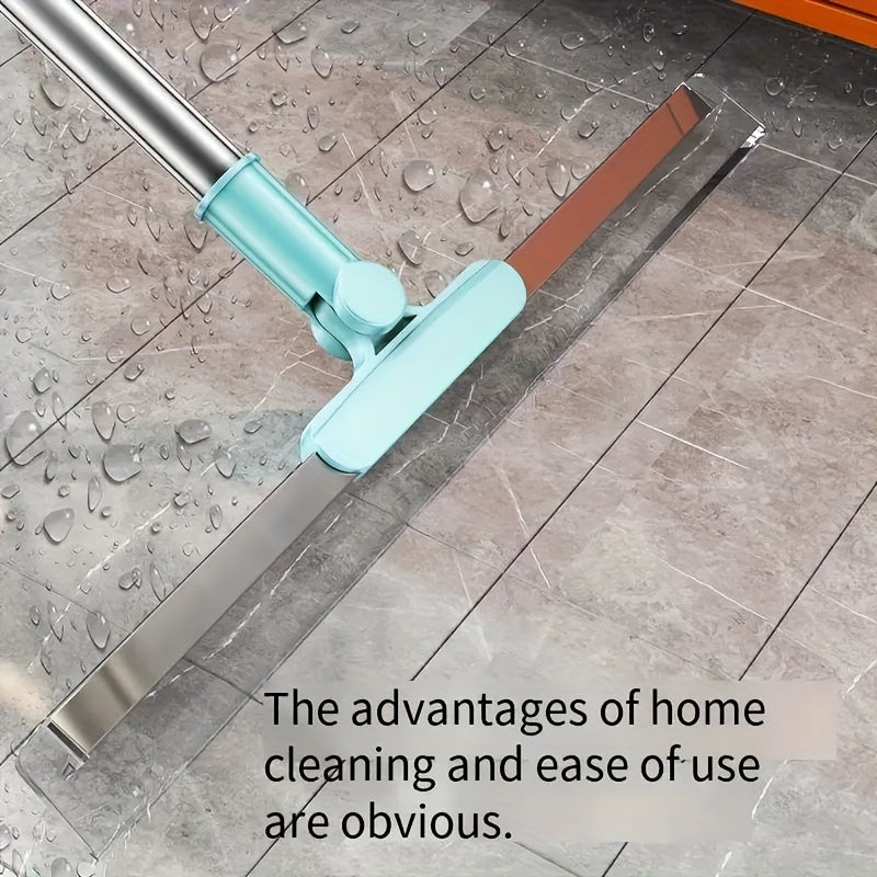 20-Inch Magic Broom with Retractable Silicone Scraper for Bathroom Kitchen Living Room