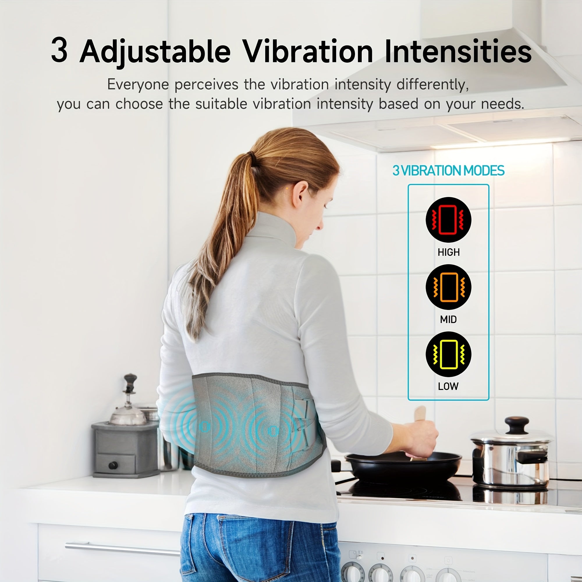 Wireless Heating Waist Belt with Massager for Men and Women 3 Modes Rechargeable