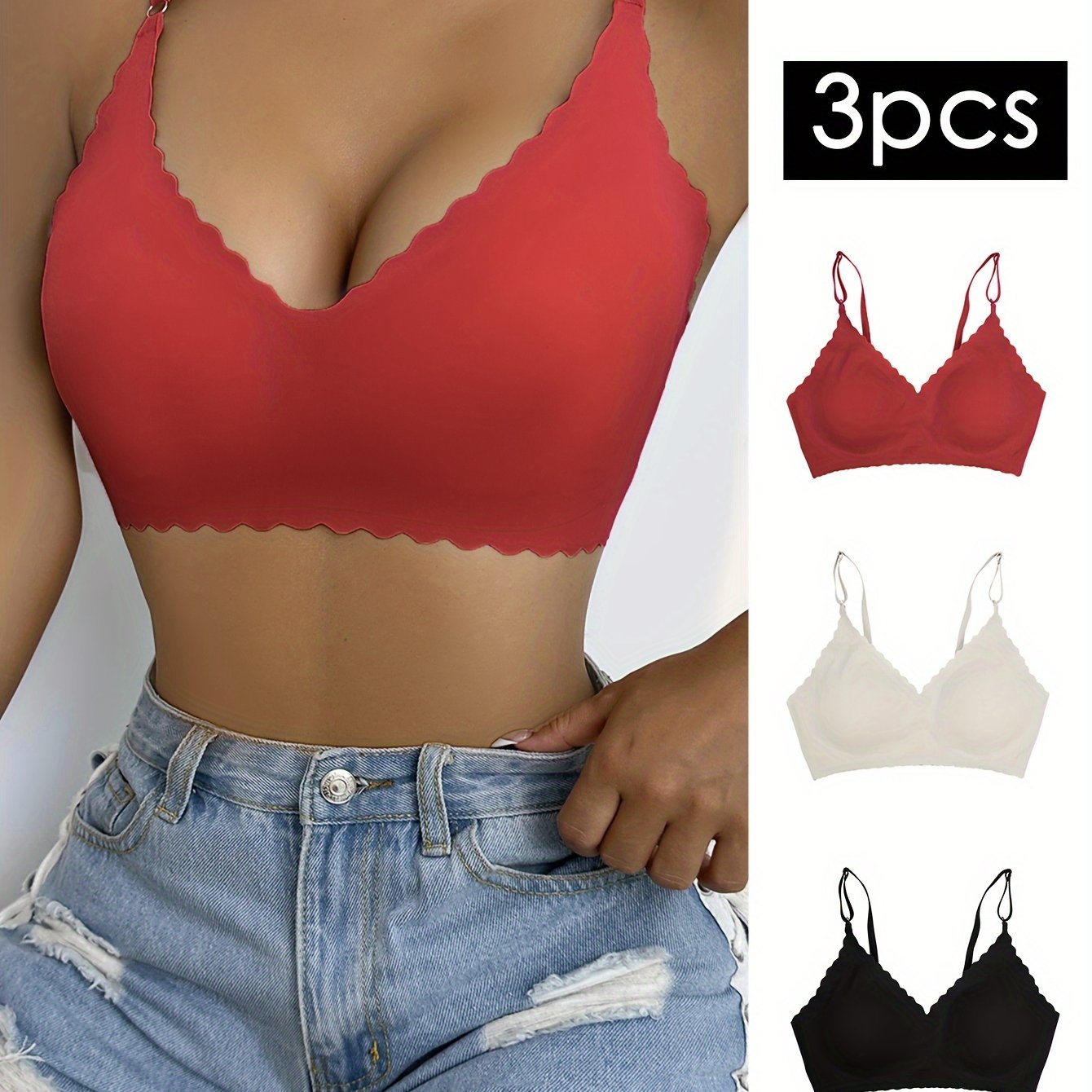 Set of 3 Seamless Wireless Bralettes for Women Breathable Comfortable Lingerie