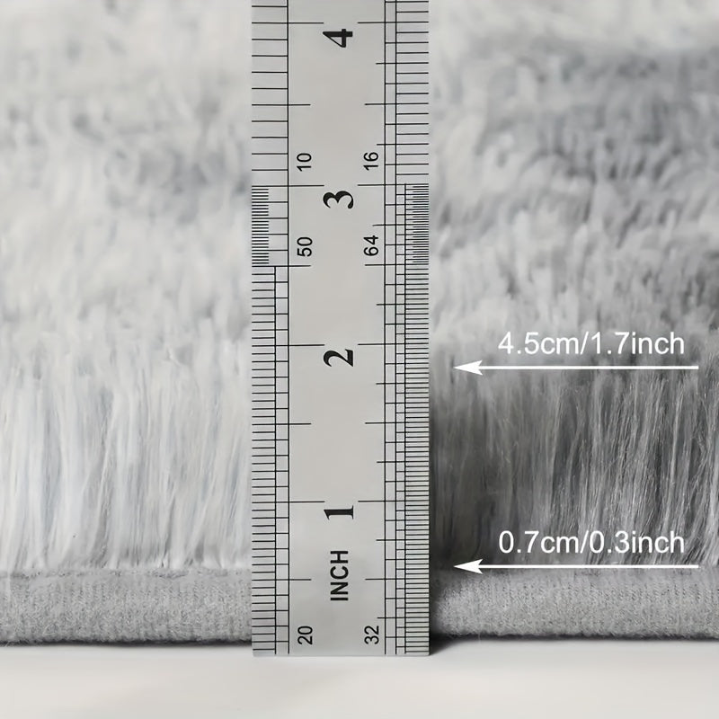 Alfombra de área de felpa gris y blanca grande, antideslizante, de poliéster suave, rectangular