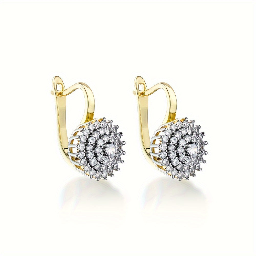 Gold-Plated Jewelry Set Earrings and Ring with Cubic Zirconia for Women