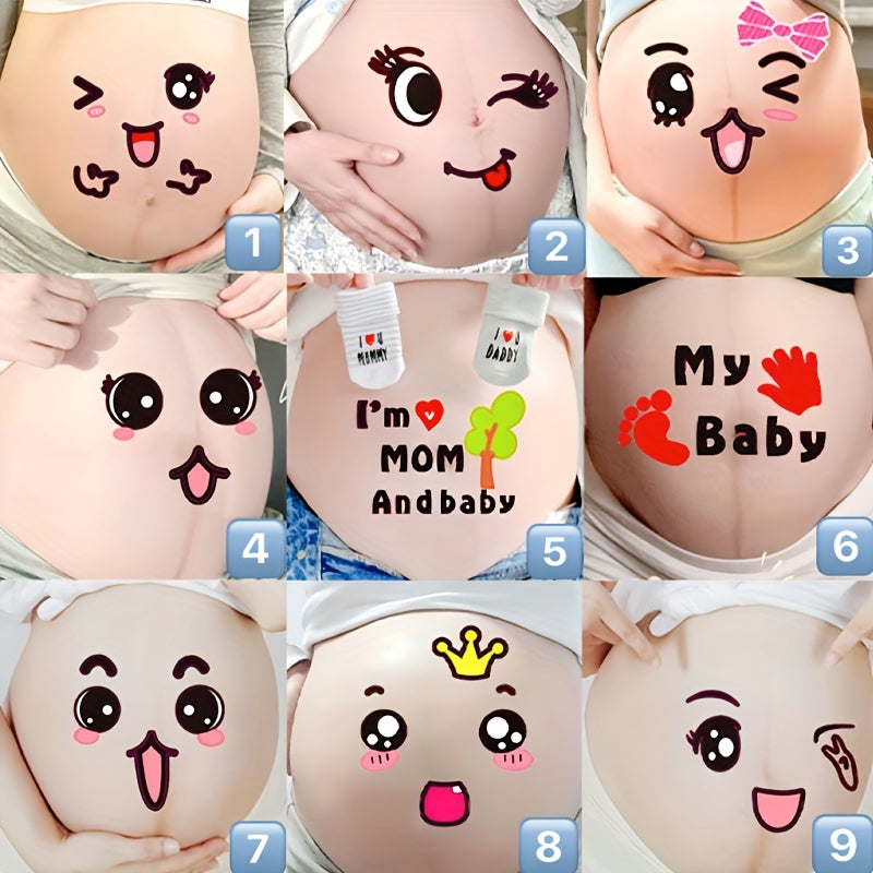 9-Pack Pregnancy Belly Stickers for Soon-to-Be Moms Disposable Peel and Stick