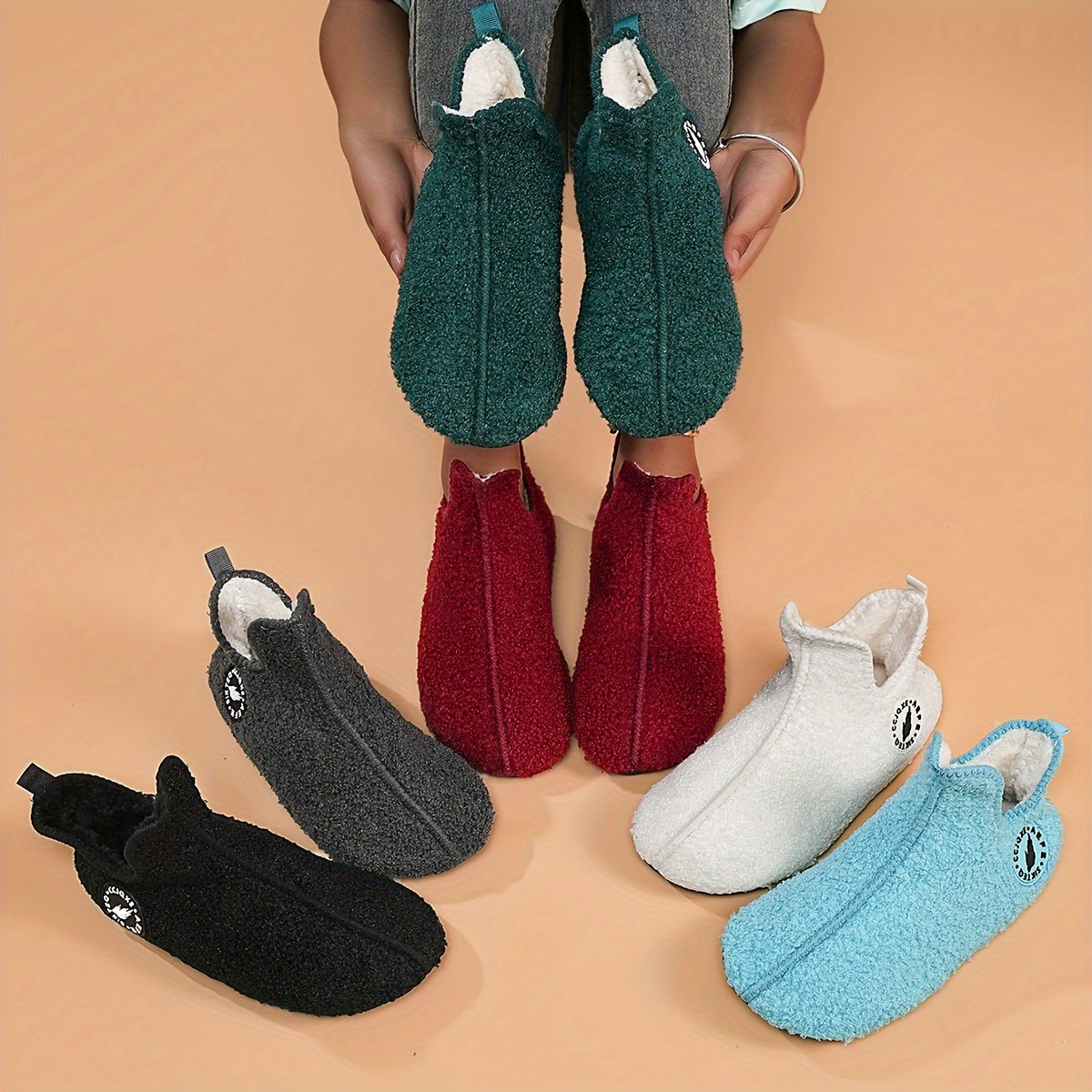 Women Fluffy Plush Winter Boots Lightweight Flat Soft Sole Slip On