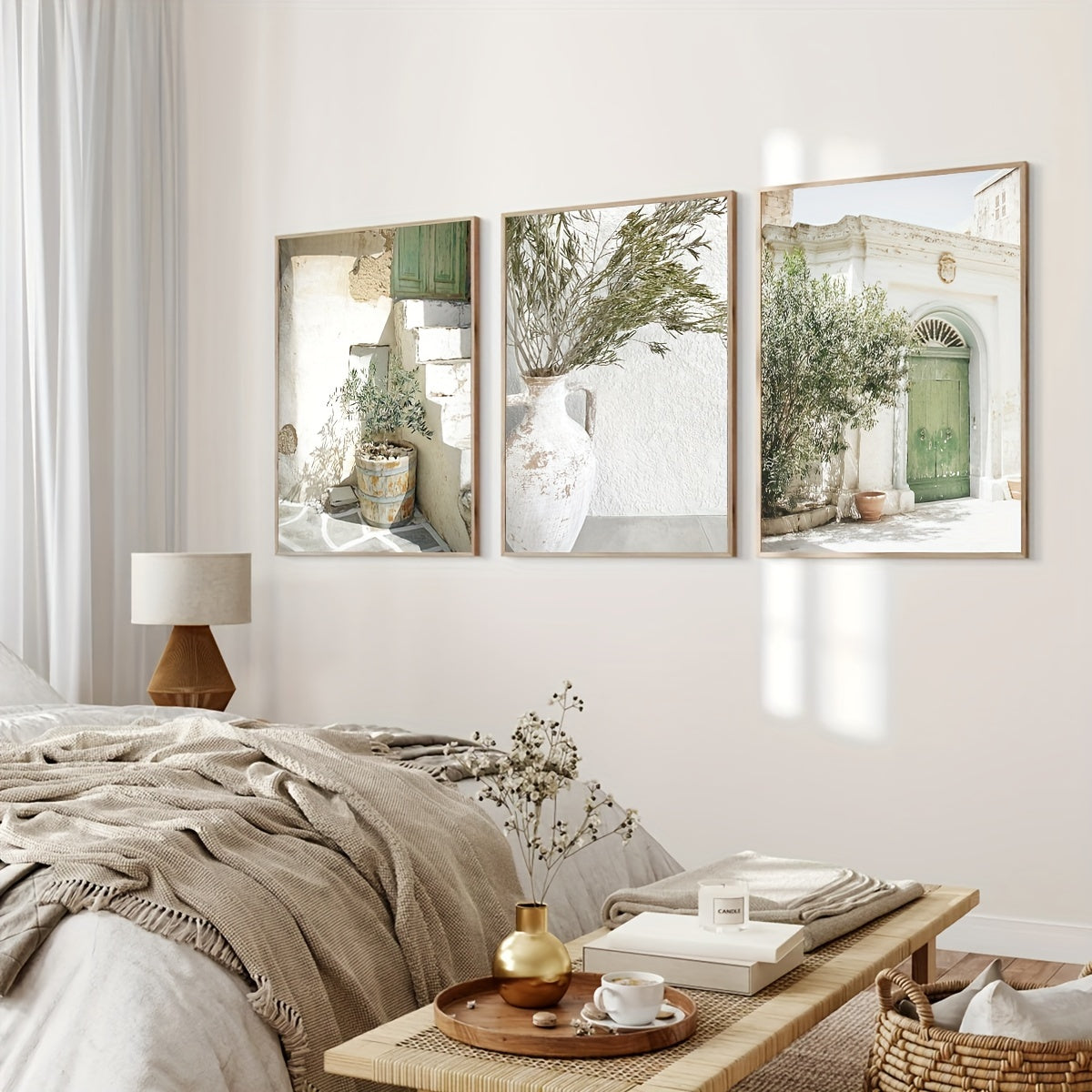 Set of 3 Olive Tree Landscape Art Prints Canvas Wall Decor for Living Room Bedroom Rustic Modern Style