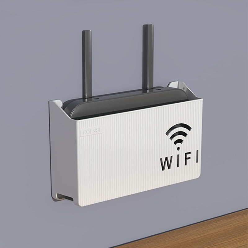 Wireless Router Wall Mount Organizer with Easy-Install Wall Mount and Utility Hooks