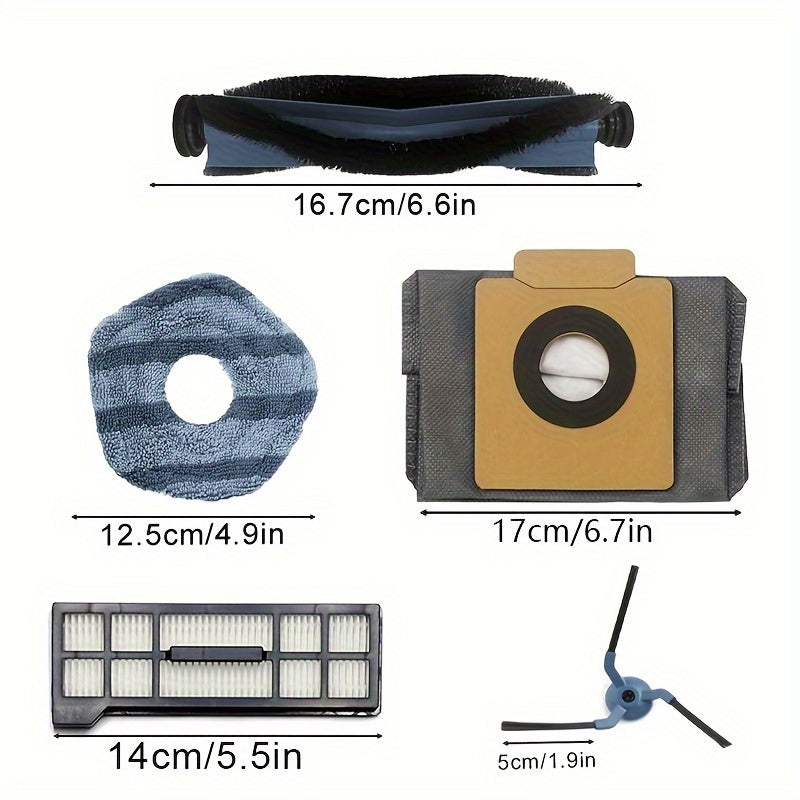 Комплект запасных частей для роботизированной пылесосной станции eufy X10 Pro Omni: 14 предметов - 1 основная щетка, 2 HEPA-фильтра, 4 моп-пада, 3 мешка для пыли, 4 боковых щетки