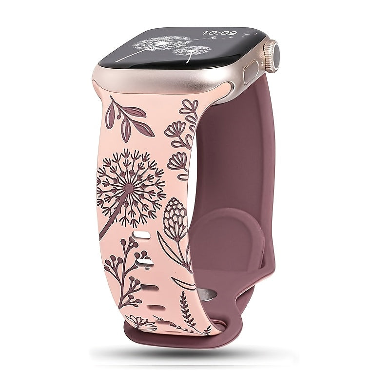 3D Engraved Silicone Sport Watch Band Waterproof Soft Strap with Butterfly Clasp for Apple Watch Series