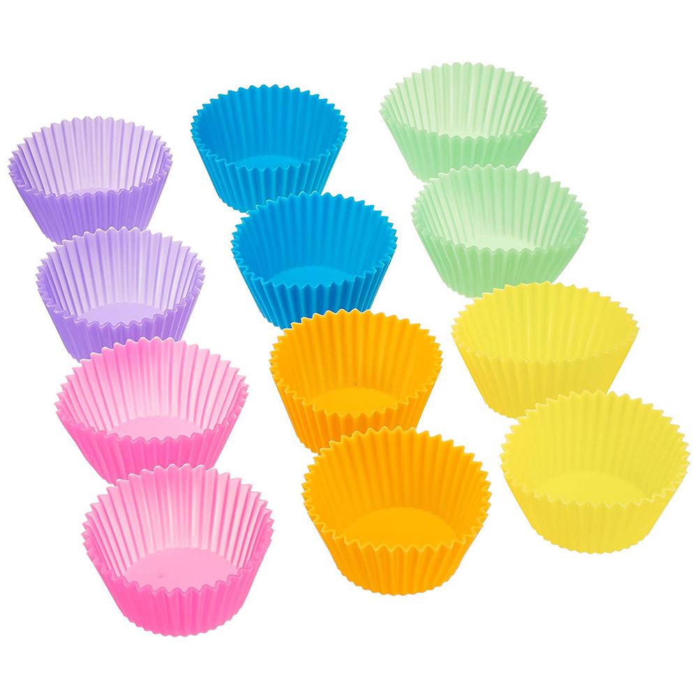 Reusable Silicone Cupcake Pans Set of 12 for Baking Muffins and Cakes