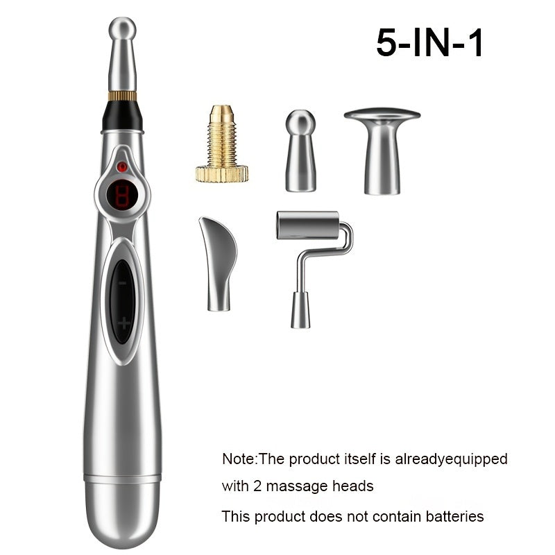 Electric Massage Pen with 9 Modes Digital Display Interchangeable Heads for Back Waist Legs