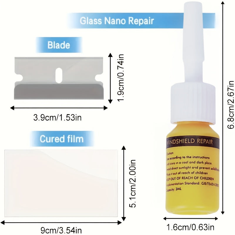 Universal Windshield Crack Repair Kit Nano Fluid Filler for Chips and Star Cracks