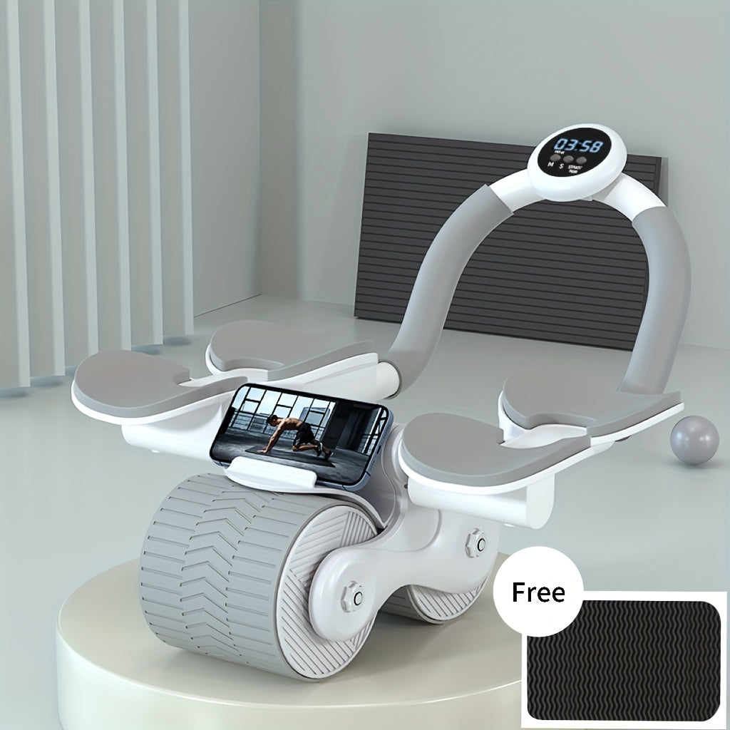 Автоматический ролик для пресса с возвратом для фитнеса, укрепления корпуса, с подсчетом и накладками на локти