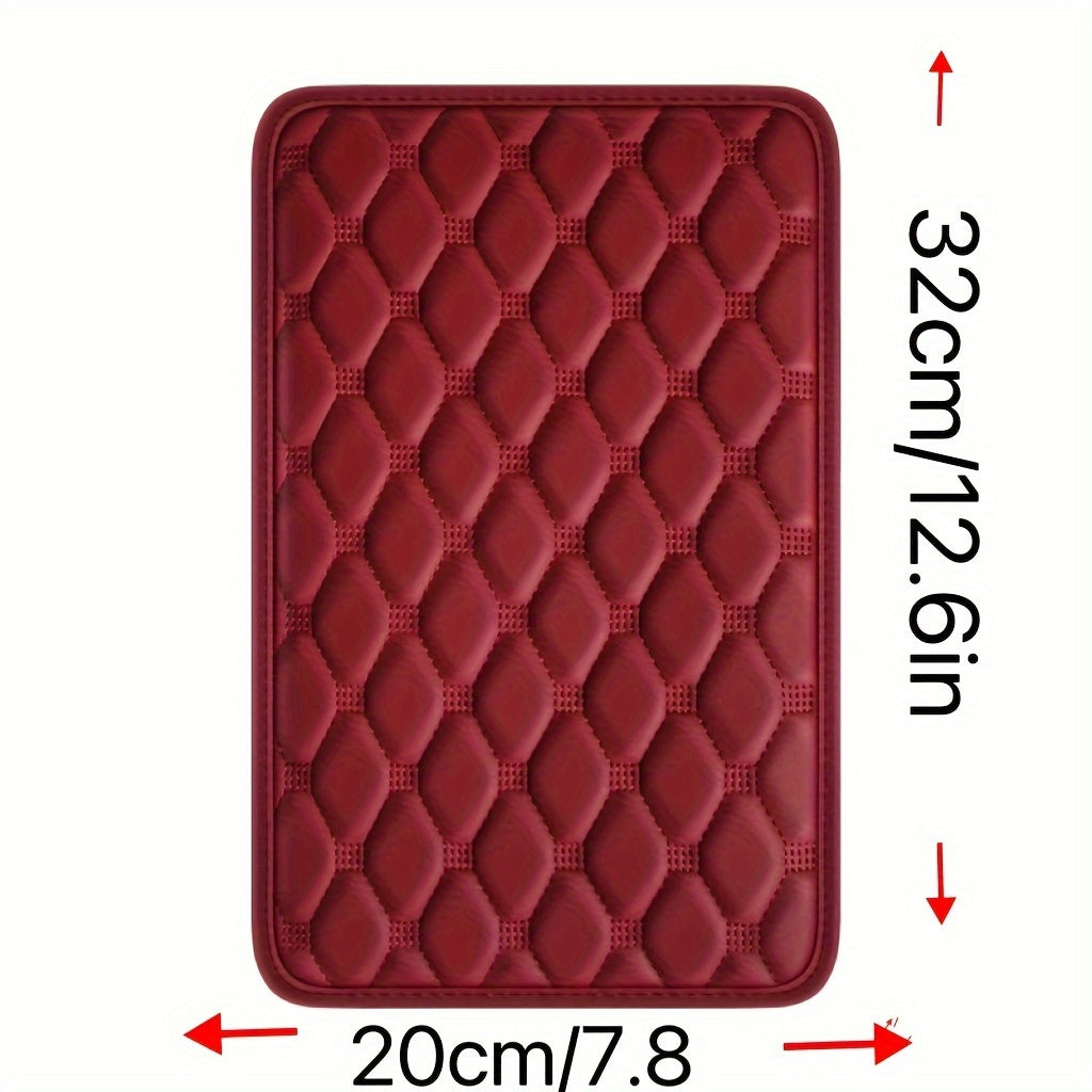 Car Armrest Cushion Leather Quilted Pad for All Cars in Red Black Gray Brown Green Beige