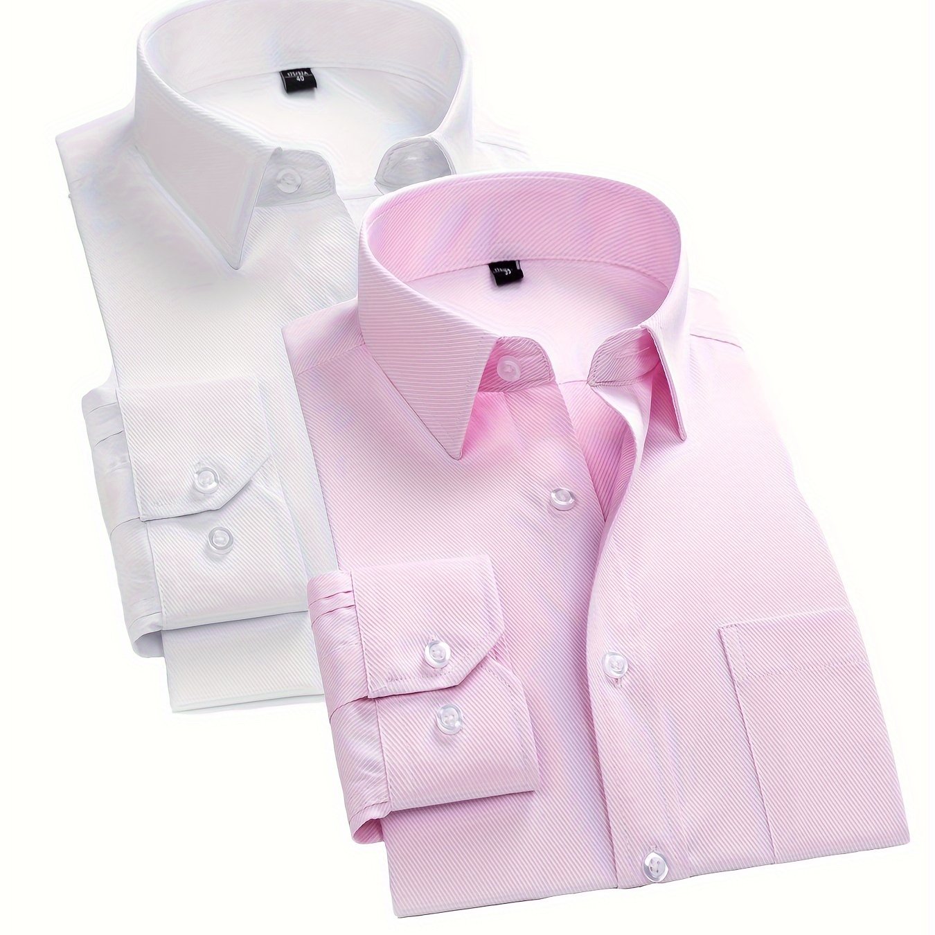 Men's Solid Color Long Sleeve Cotton Blend Shirt for Business Casual