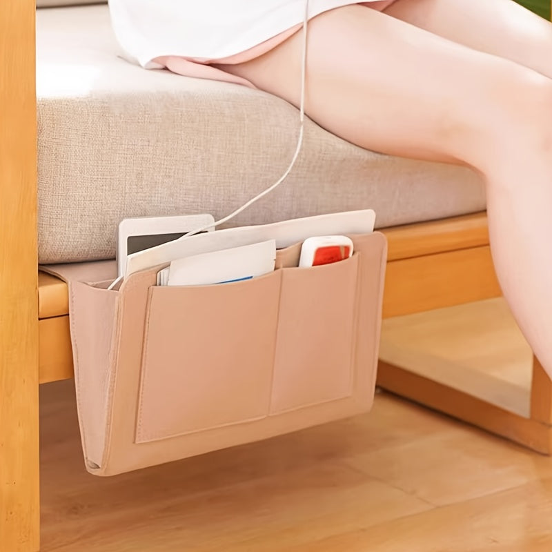 Felt Bedside Storage Organizer with Pockets for Phone Remote Tissue in Home or RV