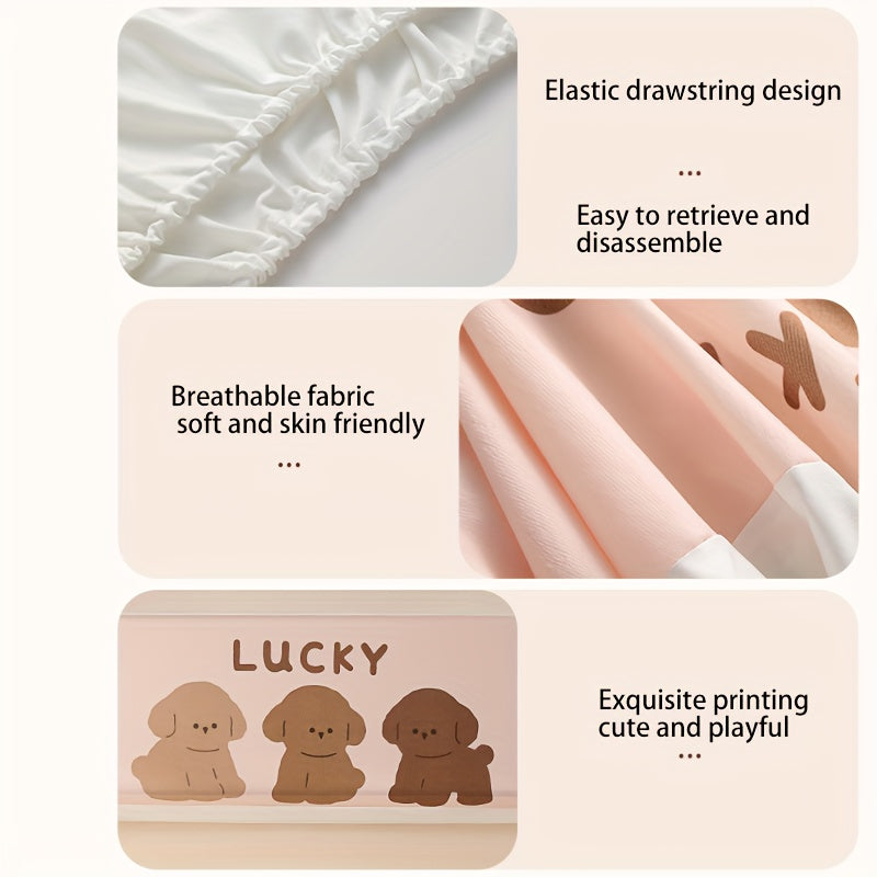 Washable Fabric Dust Cover for Wall-Mounted Air Conditioners with Cartoon Pattern