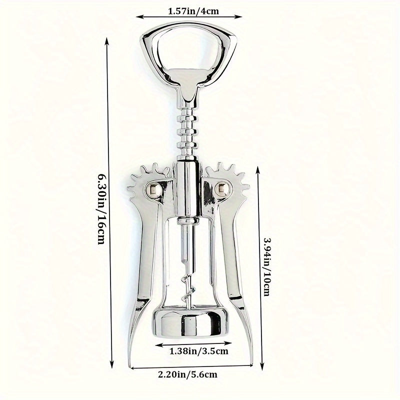 Silver Red Wine Bottle Opener Zinc Alloy Corkscrew Kitchen Gadget