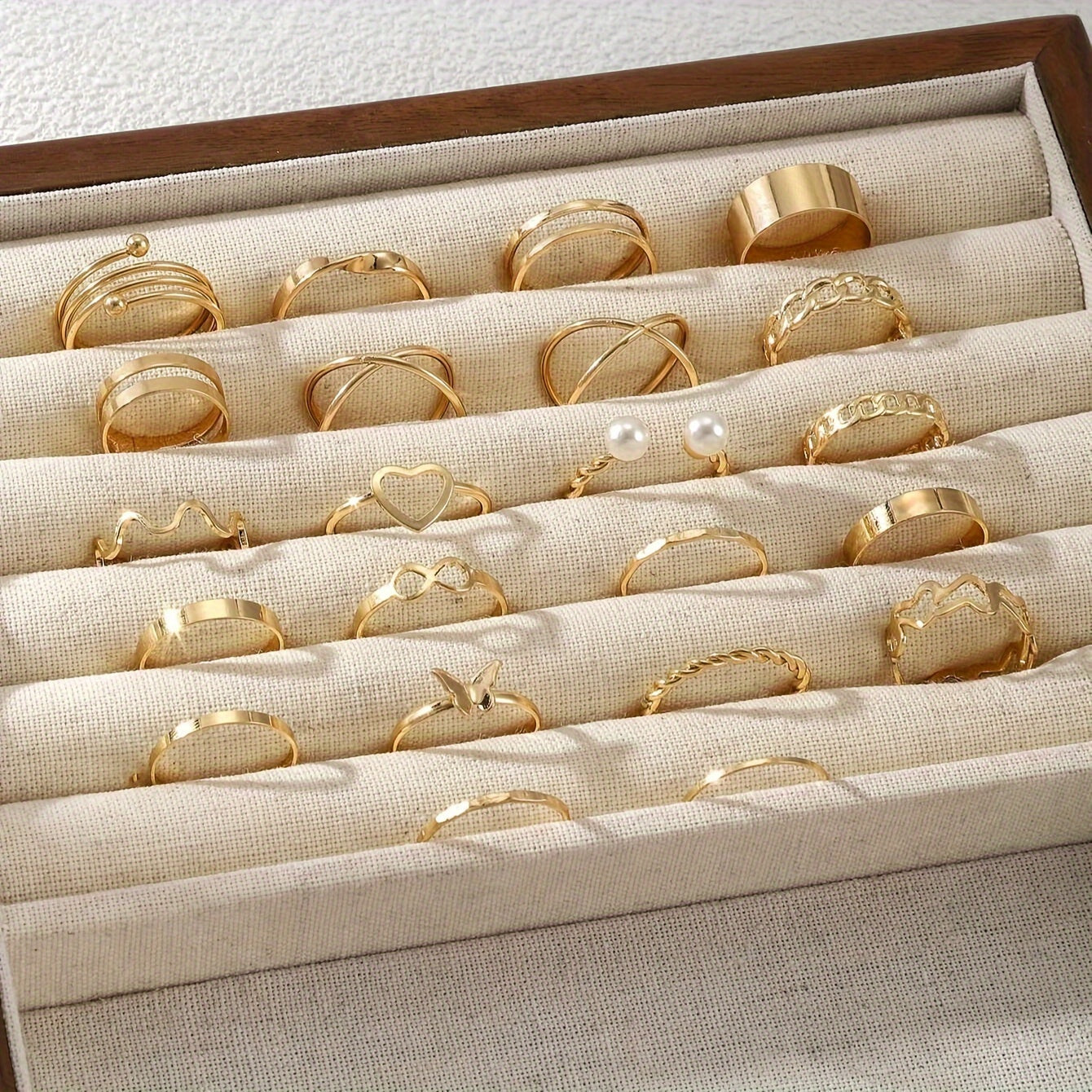 Women's Stackable Open Rings Set 22 Pieces Elegant Simple Jewelry for Daily and Party Wear