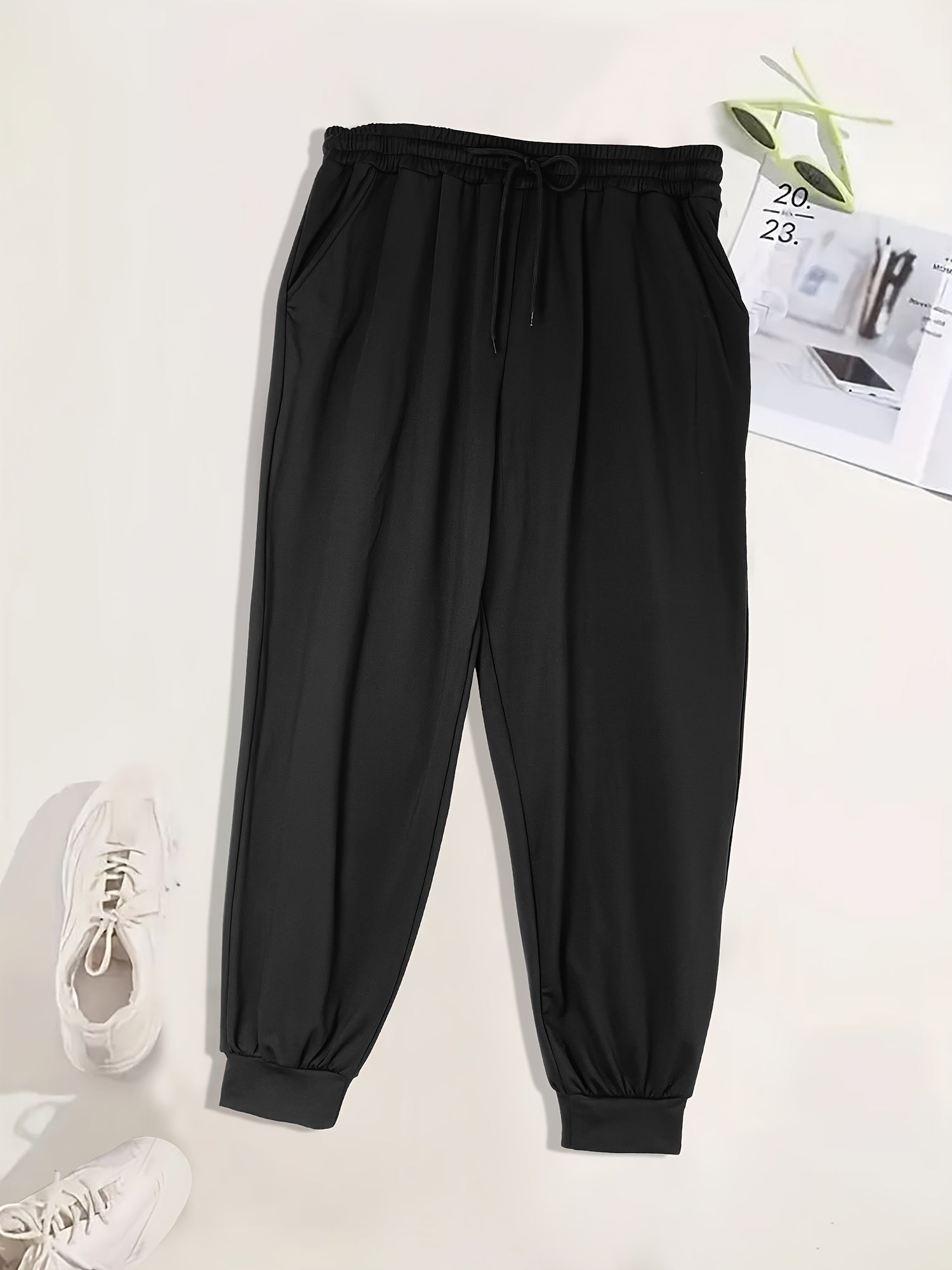 Plus Size Fleece Jogger Pants with Pockets for Women