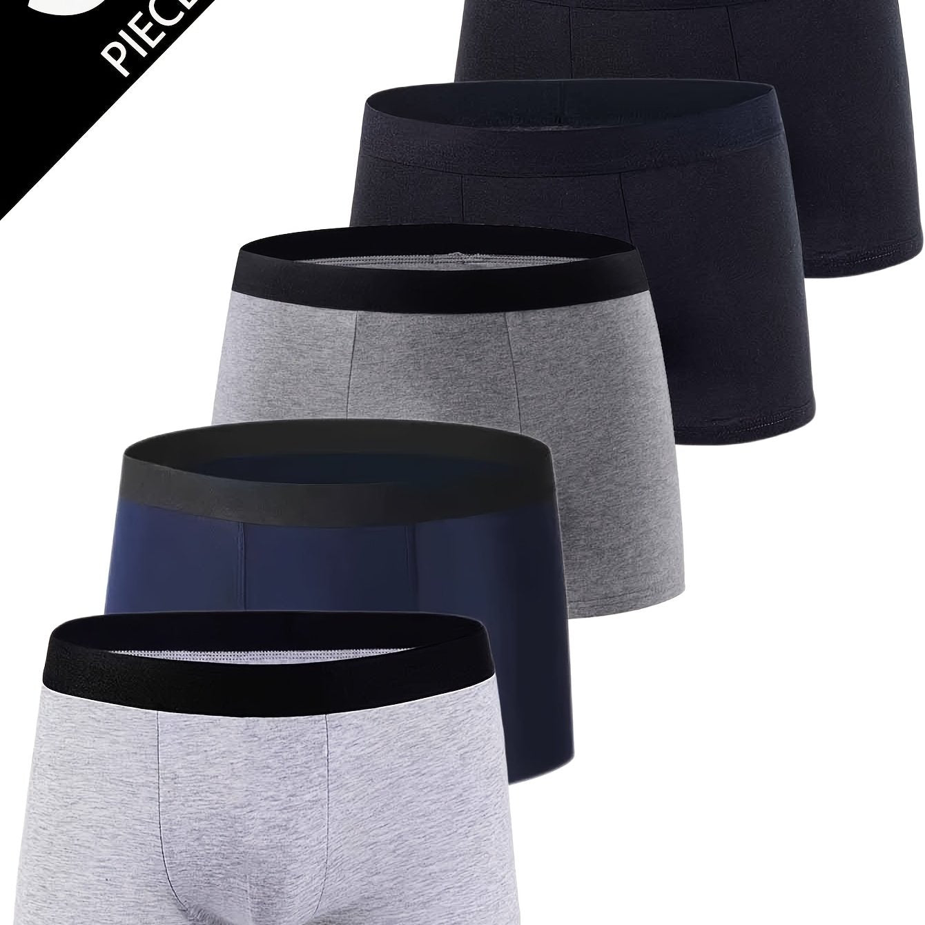Men's Cotton Boxer Shorts Set of 5 Breathable Soft Stretch Casual Solid Color