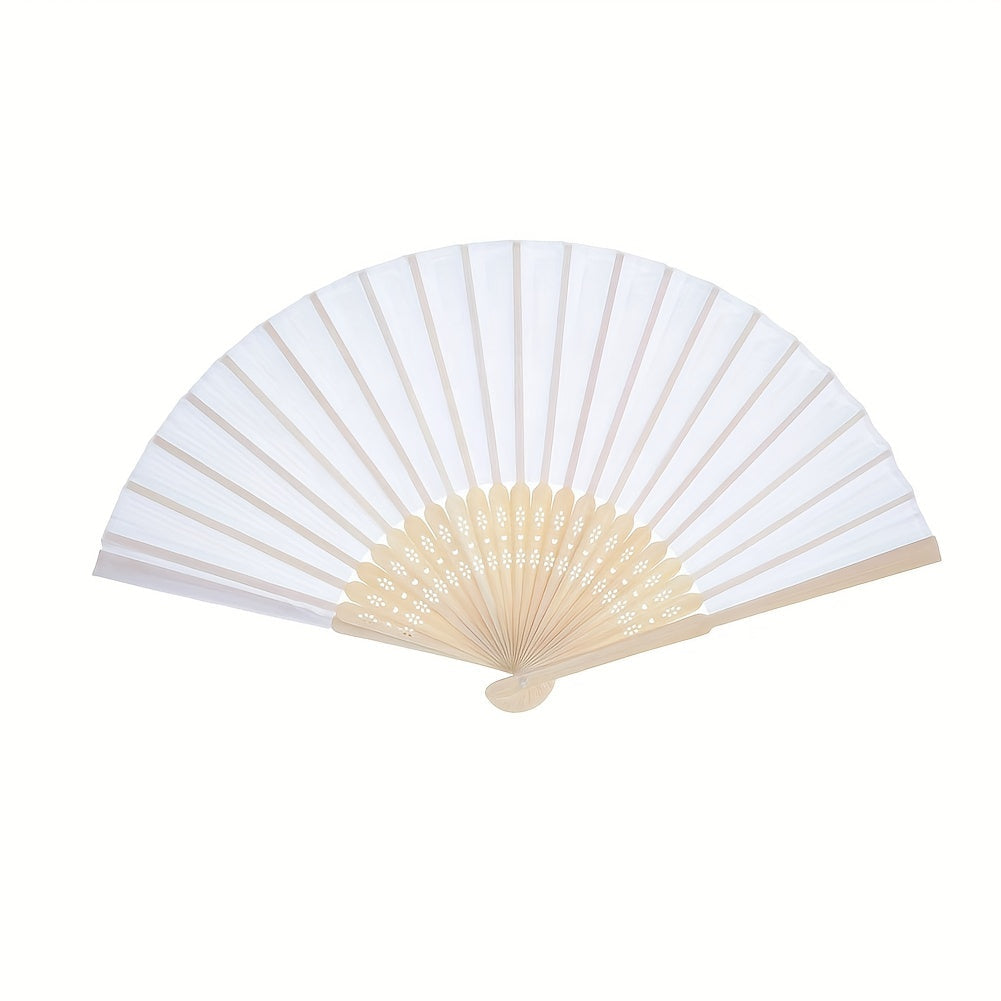 Set of 24 Handheld Paper Folding Fans with Bamboo Handles for Weddings Parties and Decor
