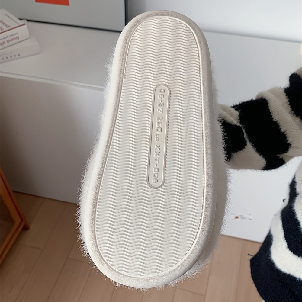 Uniseks peluş multfilmli mo'ynali yopish uchun uy ichki chanoq poyabzal, sirpanmaydigan, yumshoq taglik