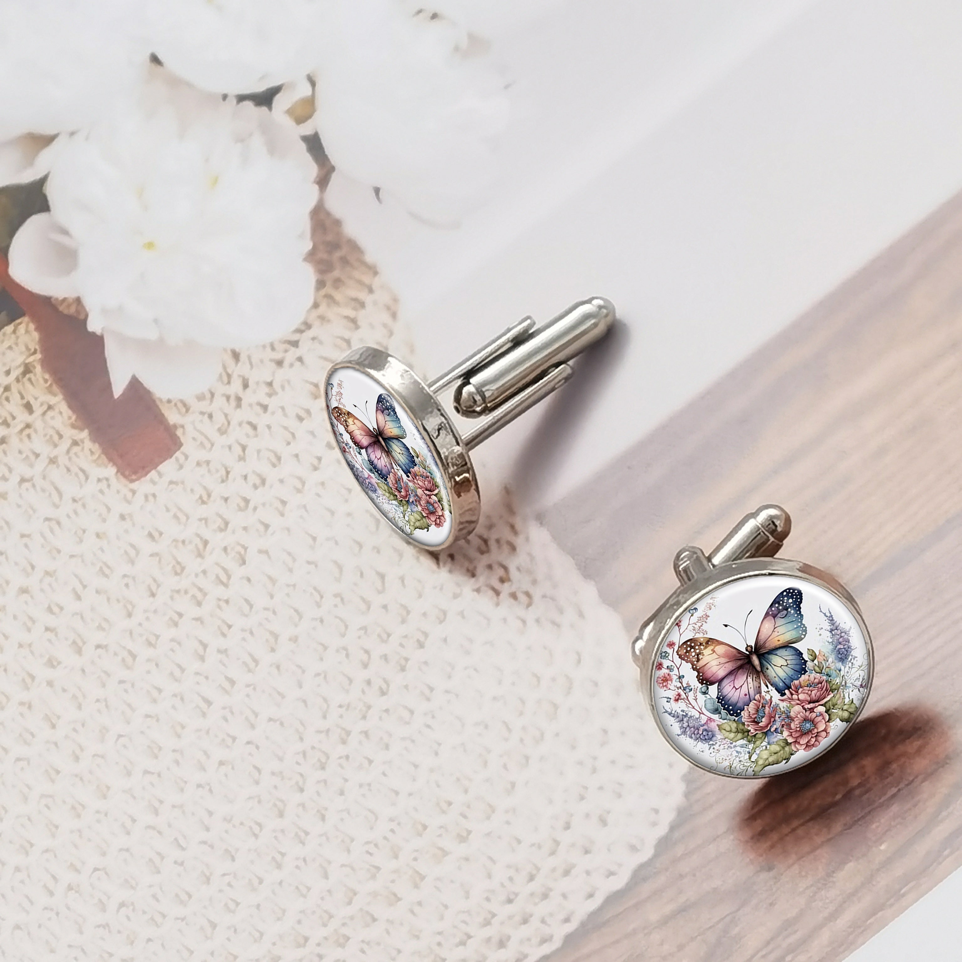 Мужские и женские металлические запонки с винтажным бабочковым цветочным дизайном для смокинга или свадьбы