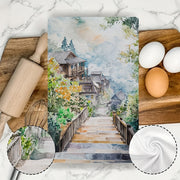 Set of 2 Ultra Soft Kitchen Towels, Scenic Design, Absorbent, 40x60 cm