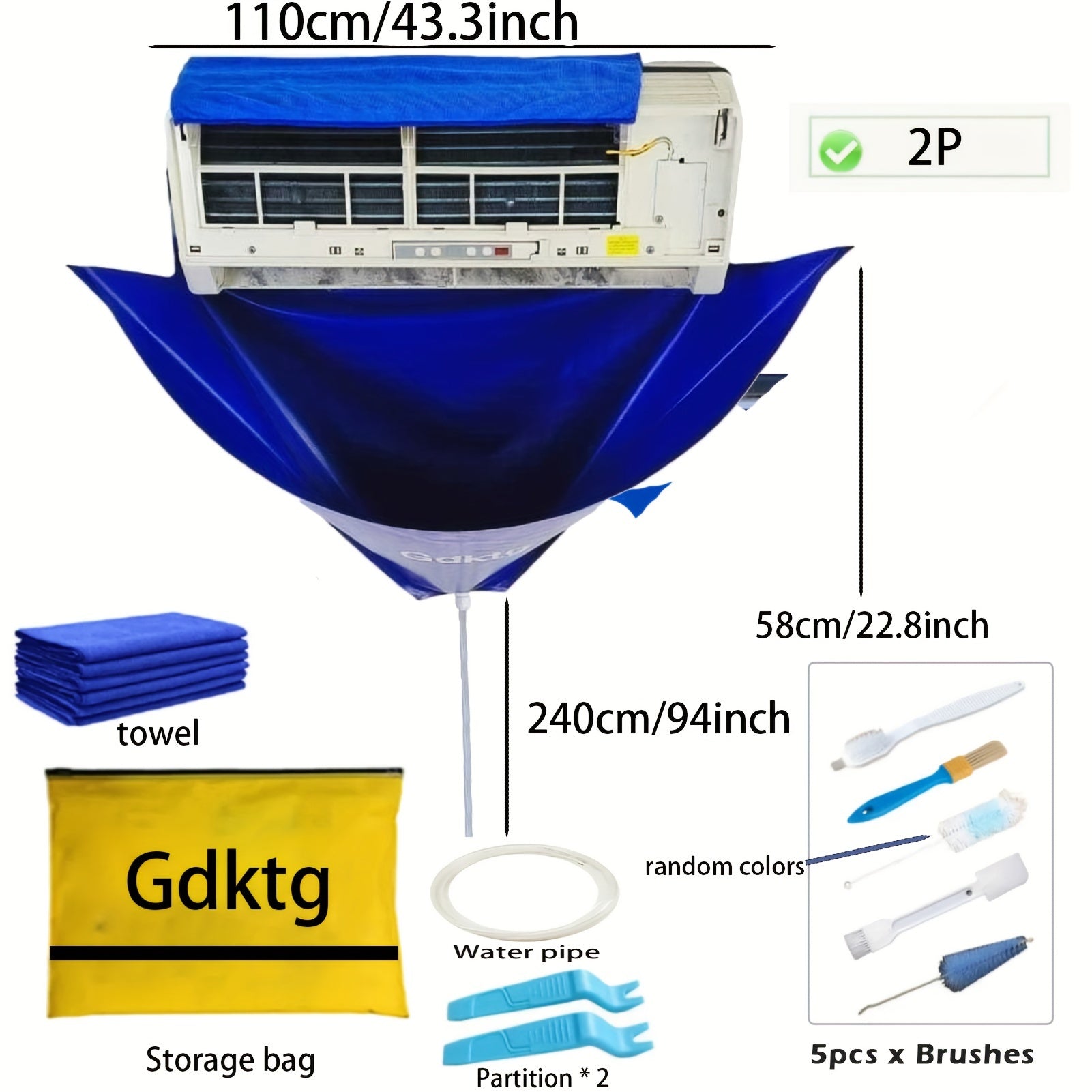 Air Conditioner Cleaning Kit 11 Pieces Reusable Water Bag Brushes for Wall-Mounted ACs