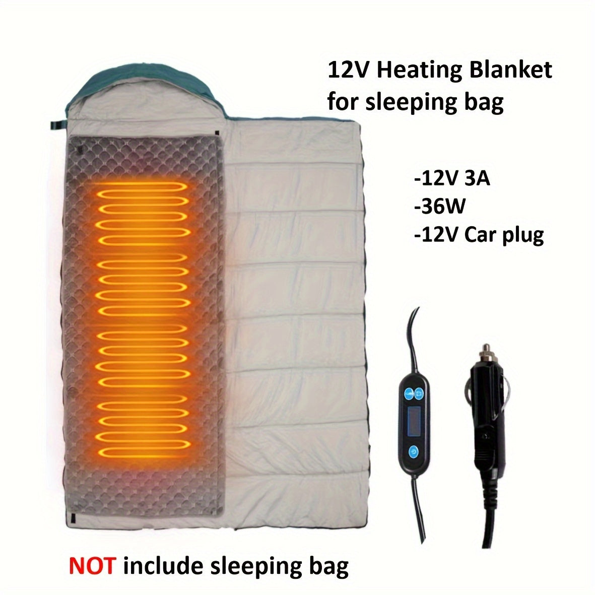 Electric Blanket for Sleeping Bag Crystal Velvet 5V 12V Washable Adjustable Temperature
